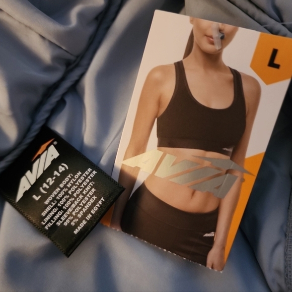 Womens Avia SkyBlue Quilted Jogger Athletic Light weight Coat Jacket Hooded - Picture 7 of 11